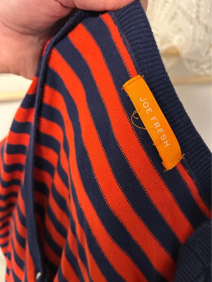 Joe Fresh red navy striped button up cardigan - photo 4