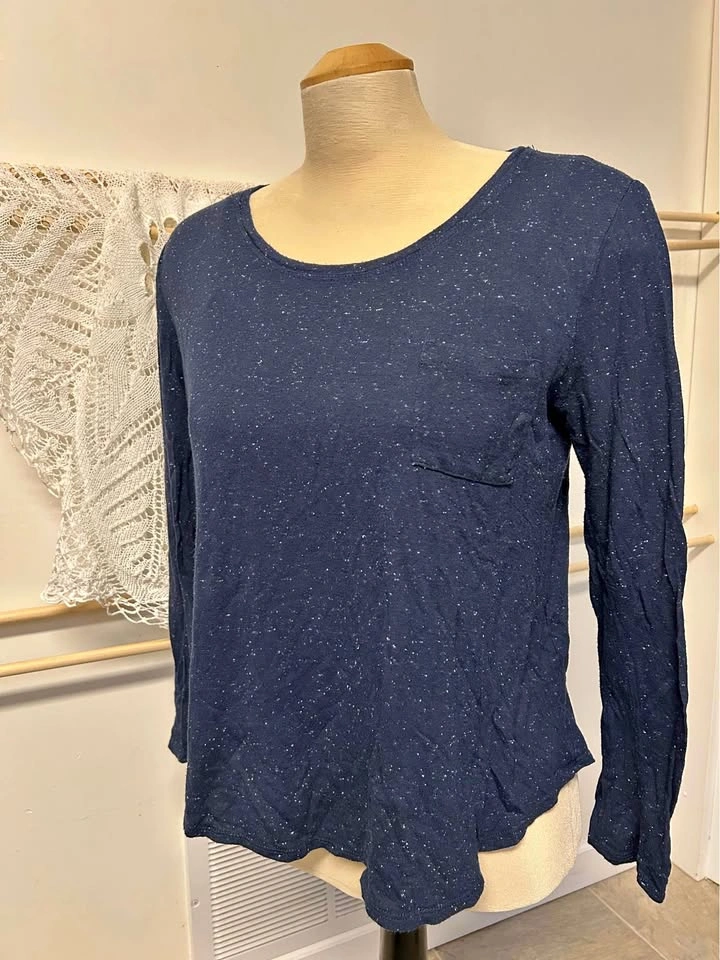 Joe Fresh navy speckled long sleeve top M/L