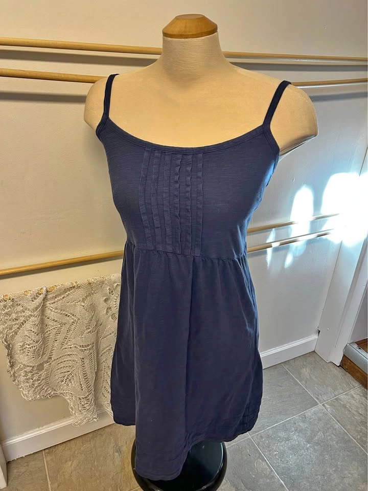 Navy Blue Cotton Modal Spaghetti Strap Dress small