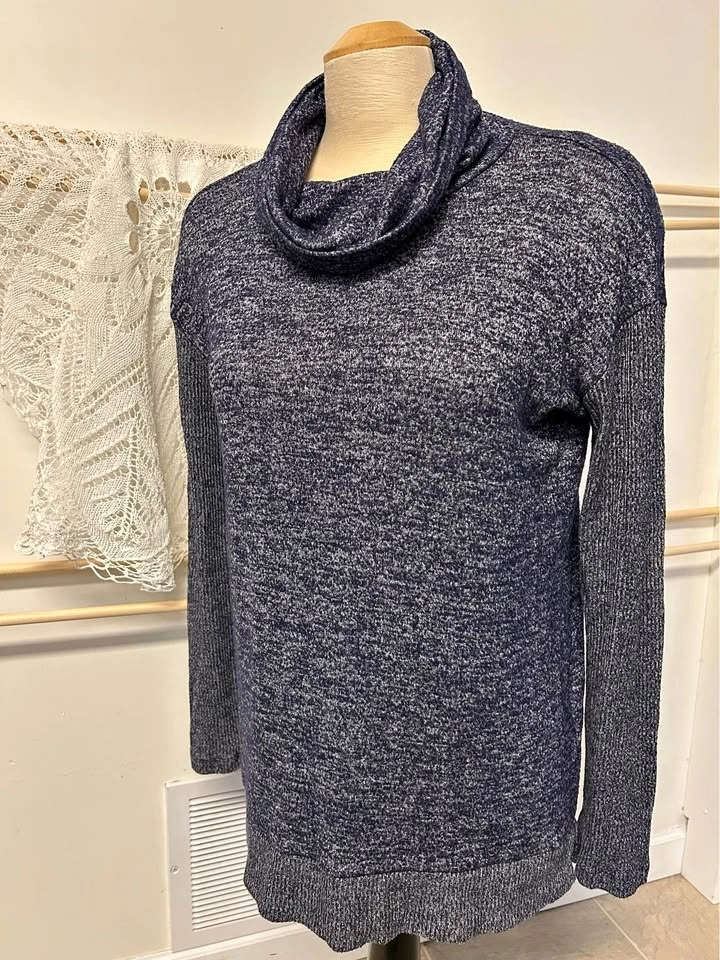 GAP Cowl Neck Sweater Speckled Navy Small
