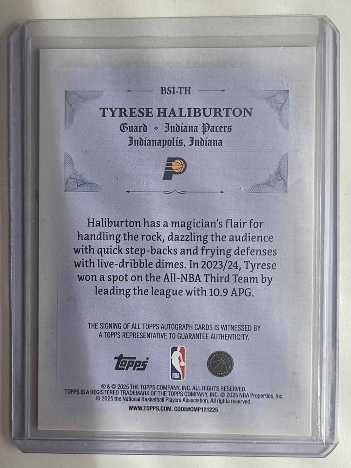 2026 Topps Tyrese Haliburton Auto Gold Parallel 49/50 - photo 2