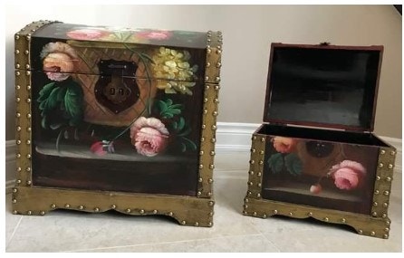 Unique Hand-Painted Wooden Chests - Set of 2 - photo 2