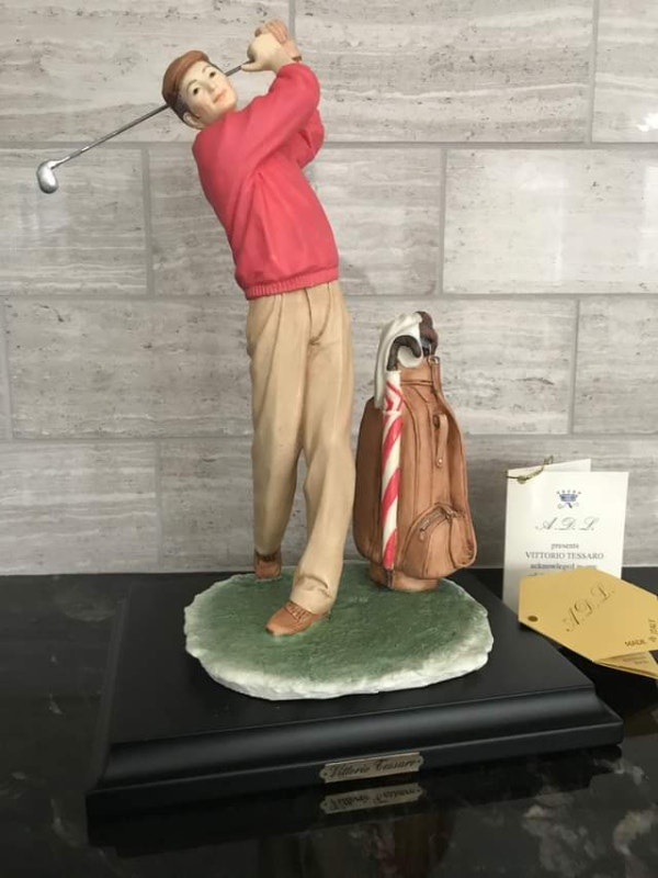 Elegant Golfer Art Piece by Vittorio Tessaro - Made in Italy