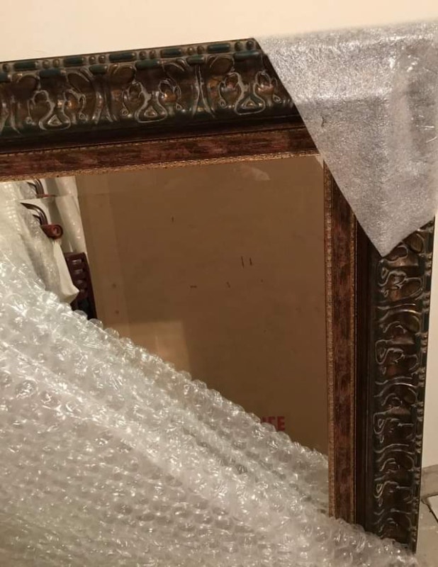Solid Wood Mirror with 24K Gold Leaf - Made in Italy