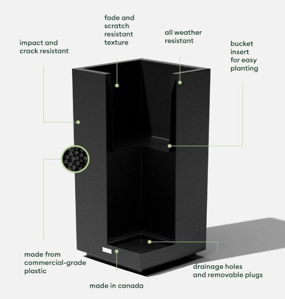Veradek Tall Block Pedestal Planters – Set of 2 – Modern Black - photo 4