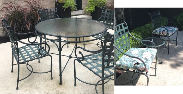 Hauser Aluminum Patio Dining Set – Table + 6 Chairs – Sunbrella