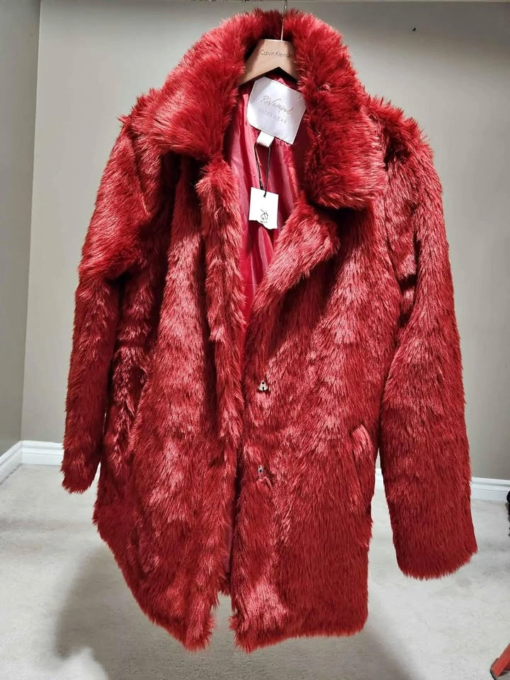 REVAMPED brand new fauxfur jacket size large with tag on it