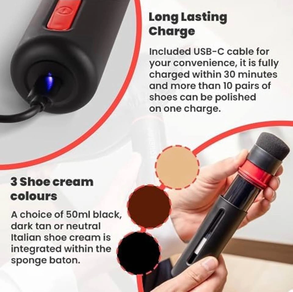 (New) Electric Shoe Shine Kit with 50ml Black Shoe Polish Cream - photo 4