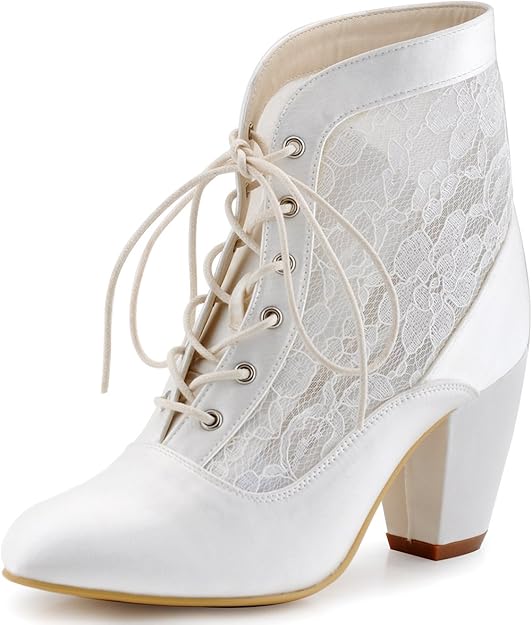 NEW Women's Size 8 ElegantPark HC1559 White Ivory Satin Boots