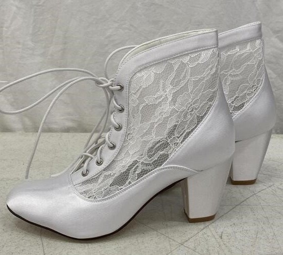 NEW Women's Size 8 ElegantPark HC1559 White Ivory Satin Boots - photo 2