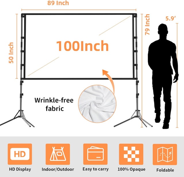 NEW 100" Projector Screen with Stand - photo 3