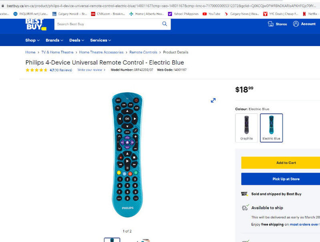 Philips 4-Device Remote Control - Electric Blue - photo 2