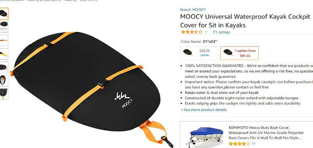 Kayak Cockpit Cover - Universal Waterproof - Size Large - photo 2
