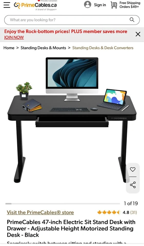 Electric Sit Stand Desk with Drawer