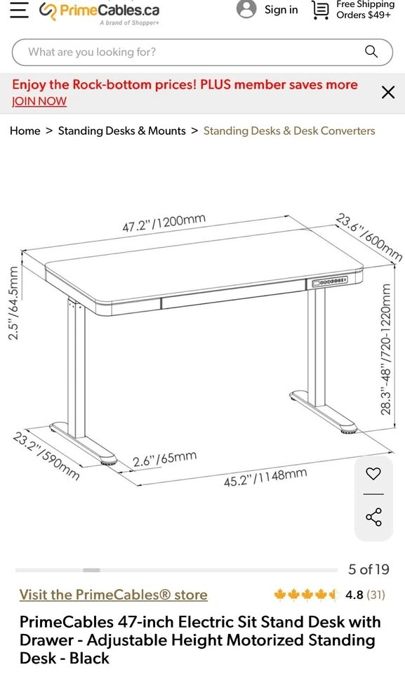 Electric Sit Stand Desk with Drawer - photo 2