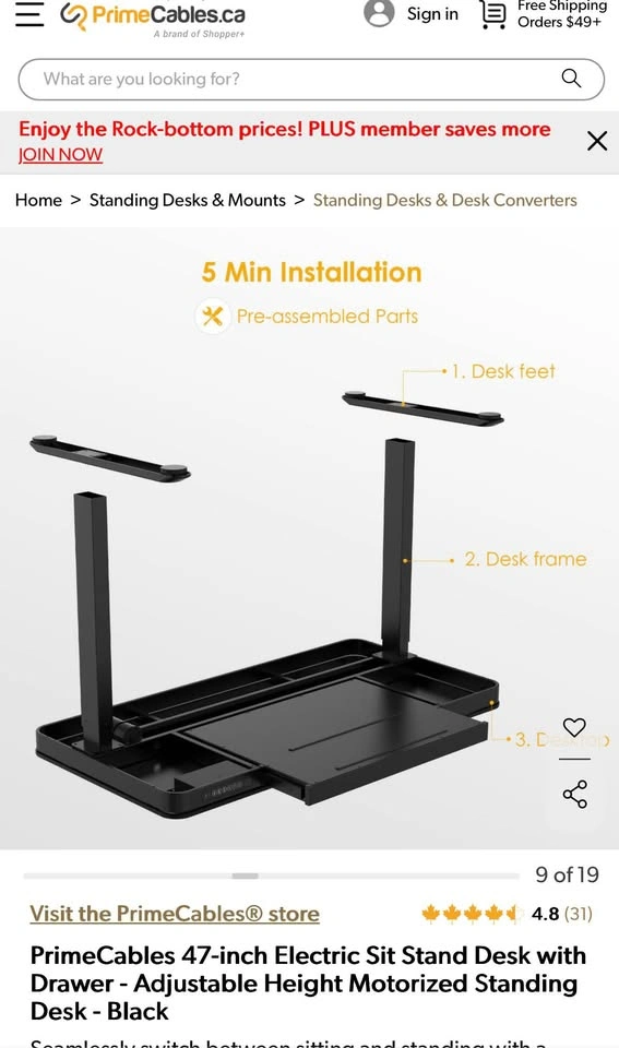 Electric Sit Stand Desk with Drawer - photo 4