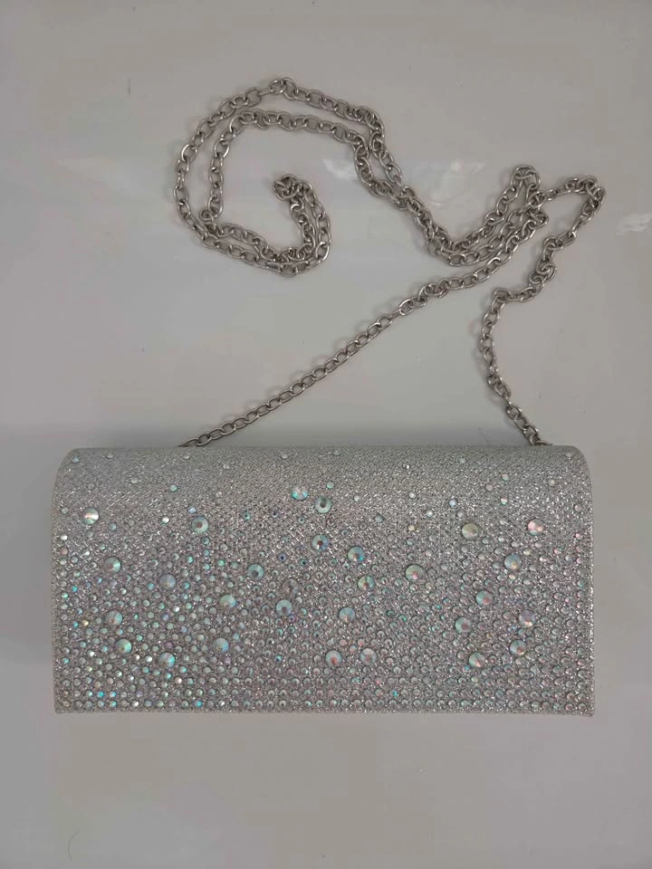 Jessica McClintock Chloe Crystal Clutch Silver Evening Bag - photo 2