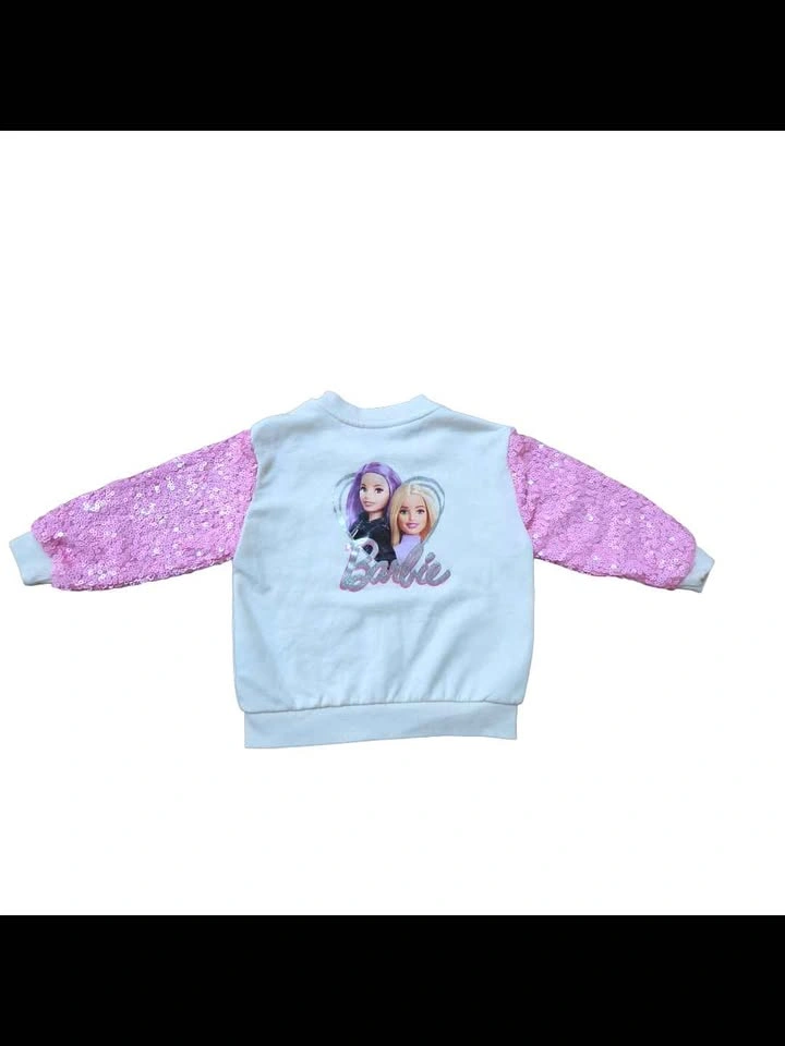 H&M x Barbie Sequin Bomber Jacket - Pink Sparkle Sleeves - 3-4T - photo 3