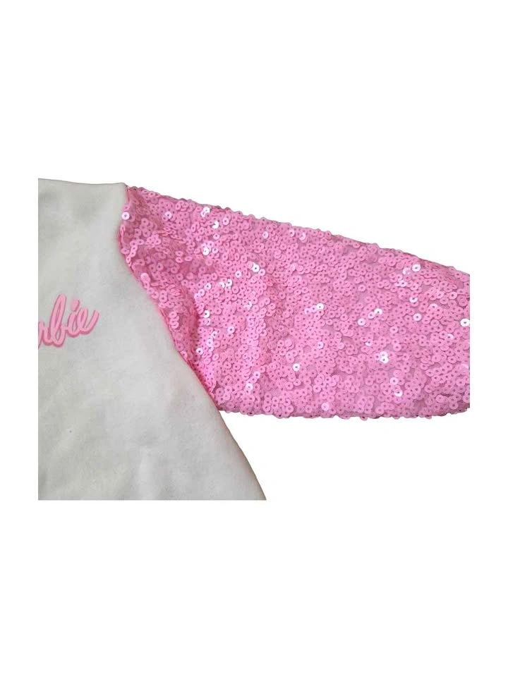 H&M x Barbie Sequin Bomber Jacket - Pink Sparkle Sleeves - 3-4T - photo 5