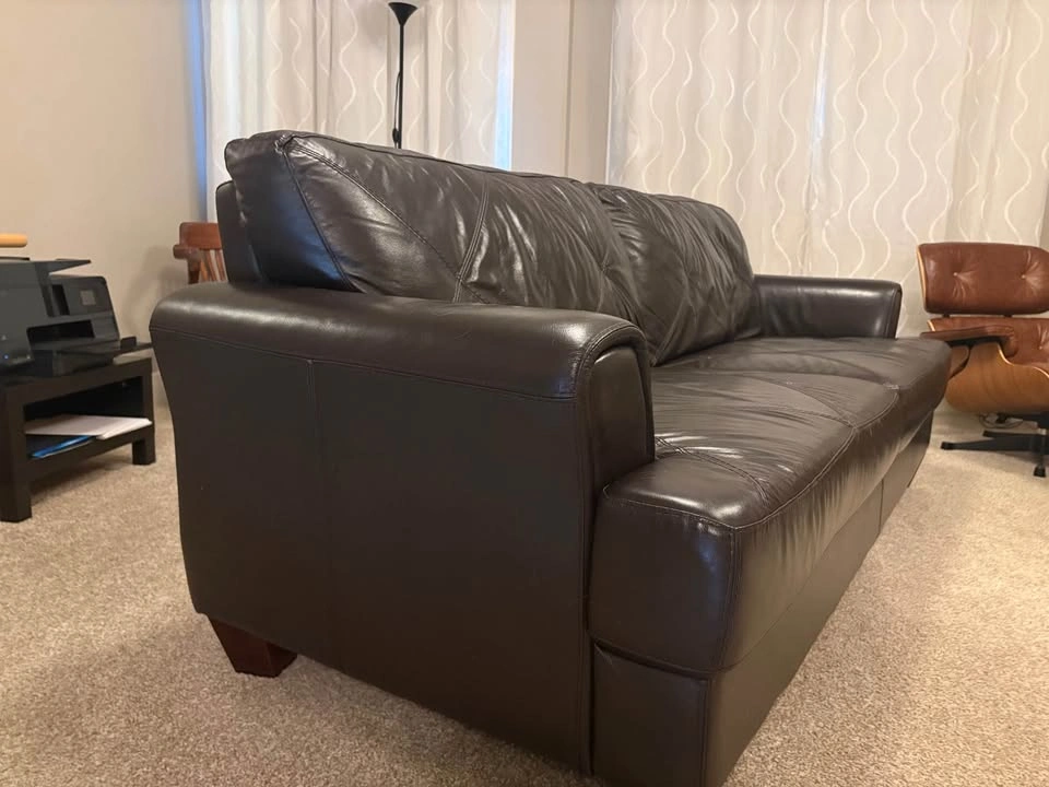 Chocolate Brown Leather Sofa - photo 2
