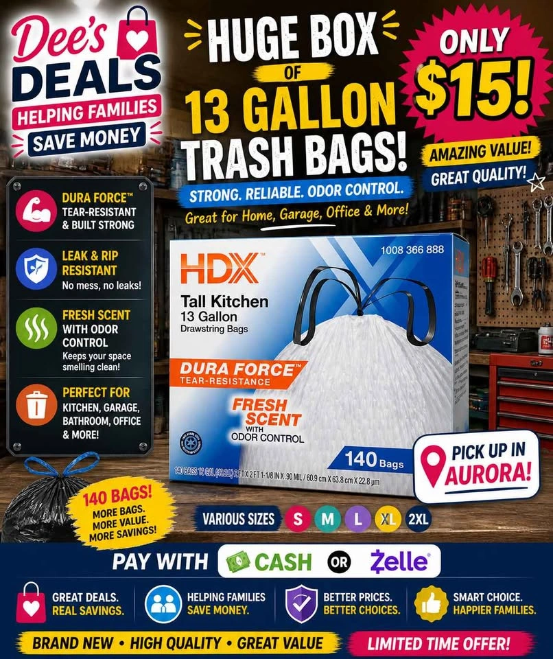 Huge box of 13 gallon trash bags 140 bags!! ONLY $15! - photo 2