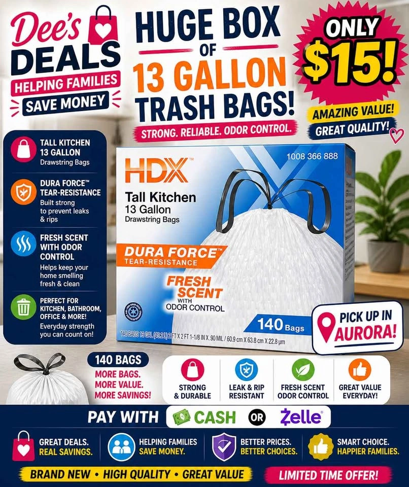 Huge box of 13 gallon trash bags 140 bags!! ONLY $15! - photo 3