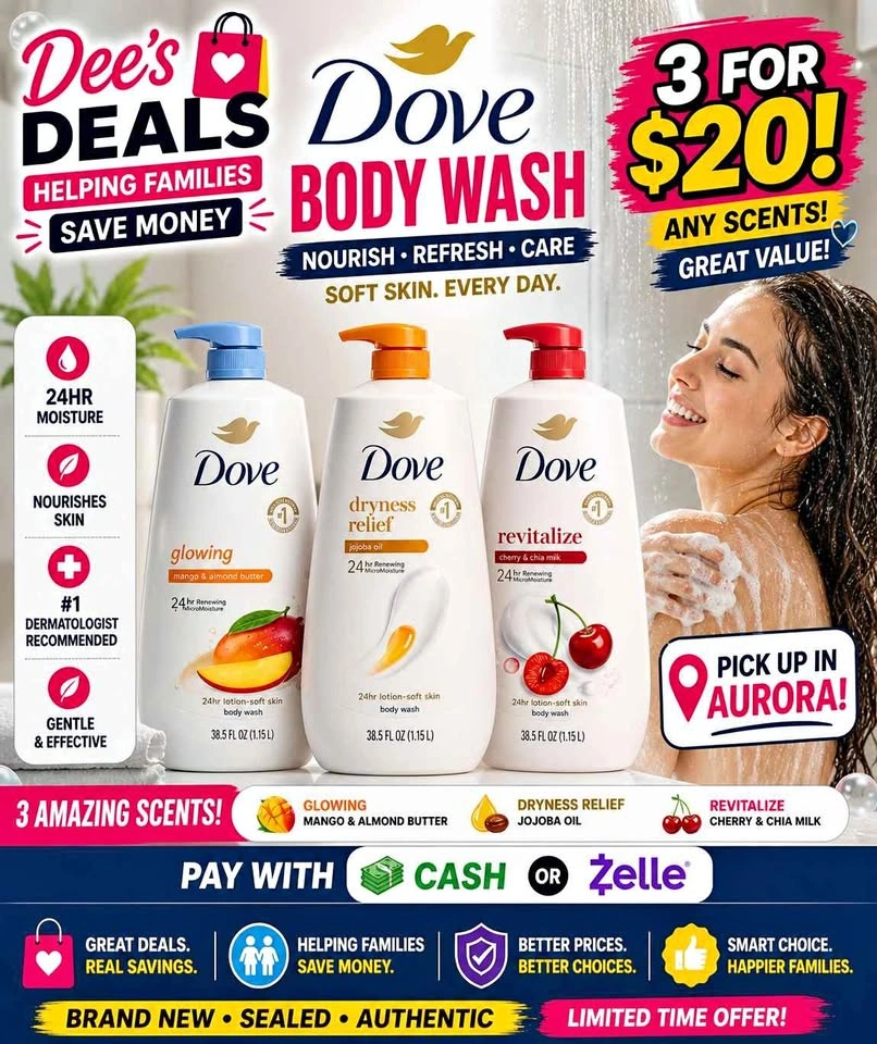 Dove bodywash 3 for $20