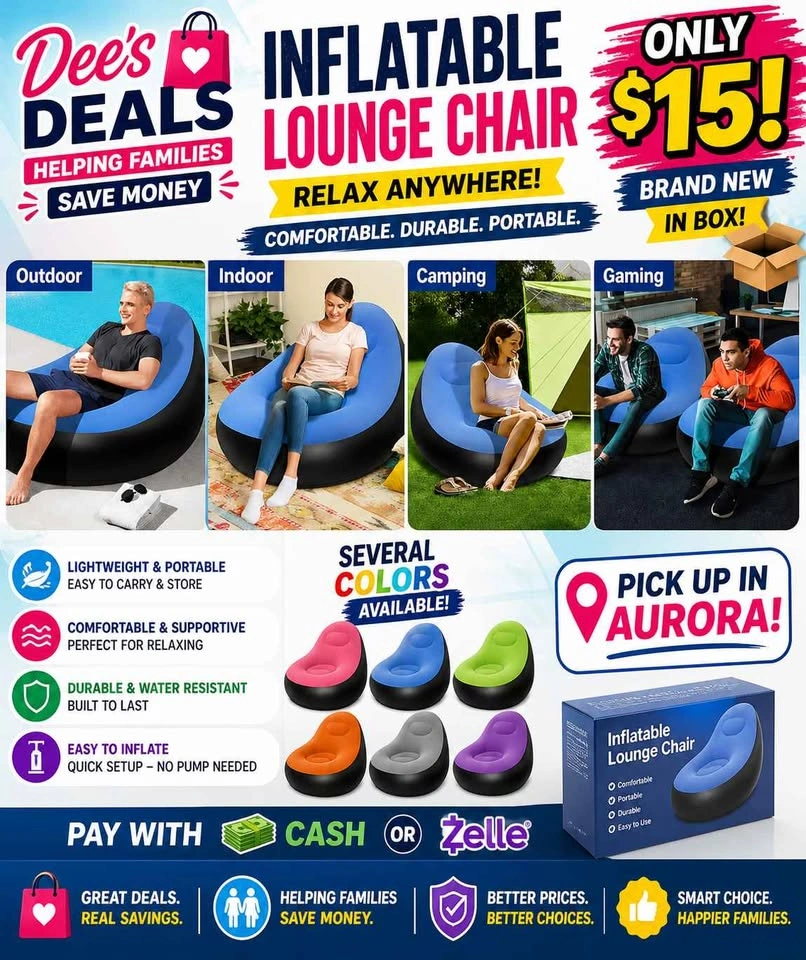 Inflatable Lounge chair BRAND NEW IN BOX ONLY $15 - photo 2