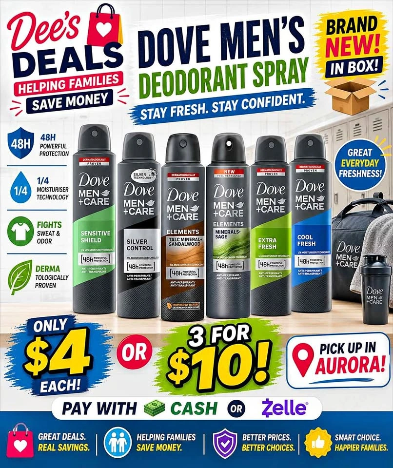 Dove mens deodorants $4 each or 3 for $10