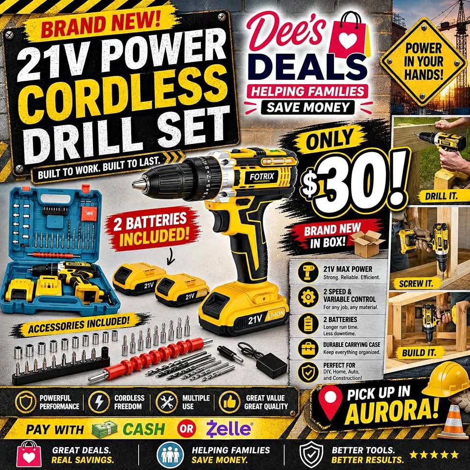 Cordless Power Drill set with 2 batteries BRAND NEW IN BOX ONLY