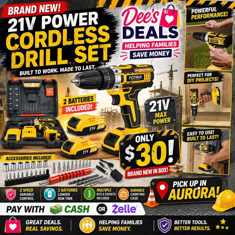 Cordless Power Drill set with 2 batteries BRAND NEW IN BOX ONLY - photo 2
