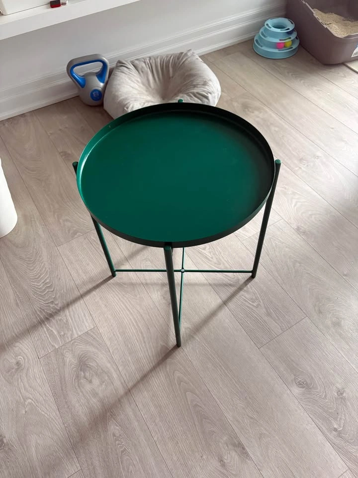 Green Metal Side Table w Removable Tray Top - photo 2