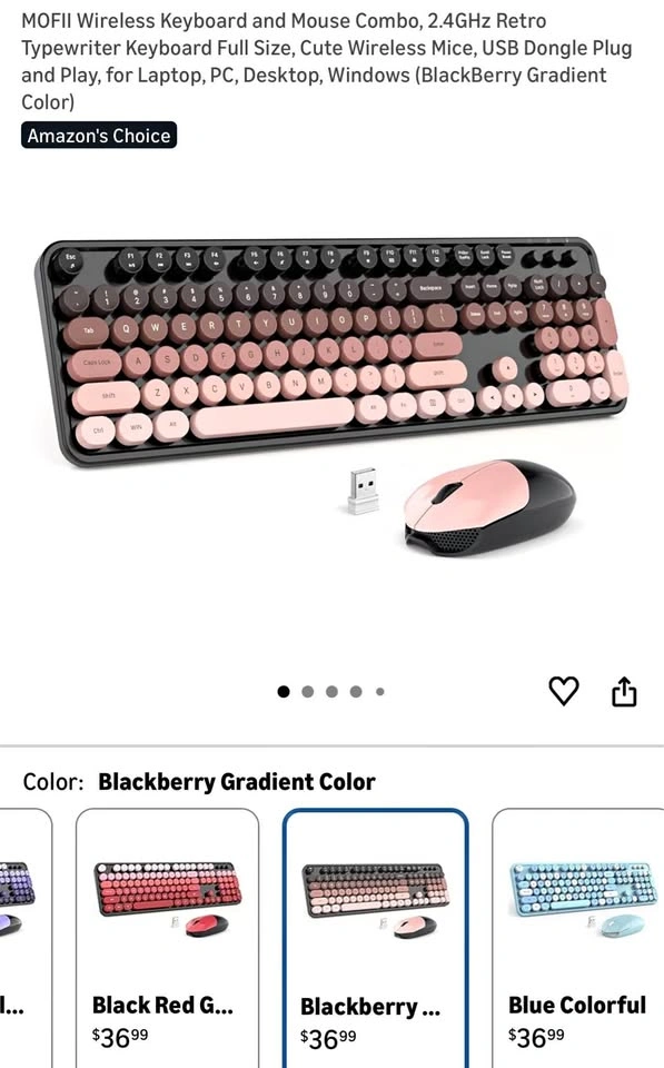 (New) Wireless Keyboard and Mouse Combo (BlackBerry Gradient Col