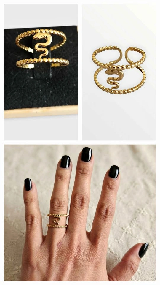 Stainless Steel 316L Gold Plated Adjustable Ring
