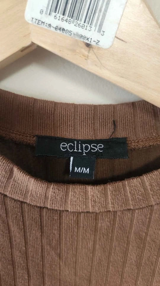 Eclipse Brown Ribbed Mock Neck Bodysuit M - photo 3
