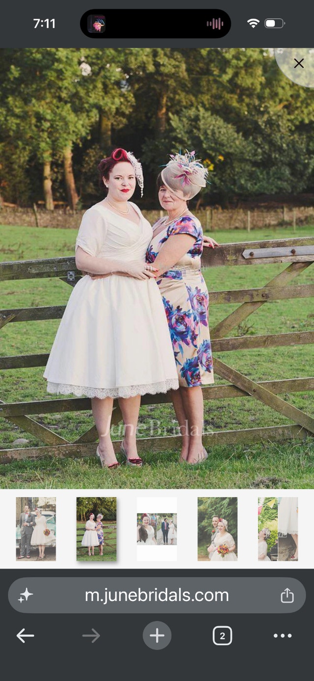 White Tea-Length Wedding Dress (Size 26W) + Petticoat - photo 2