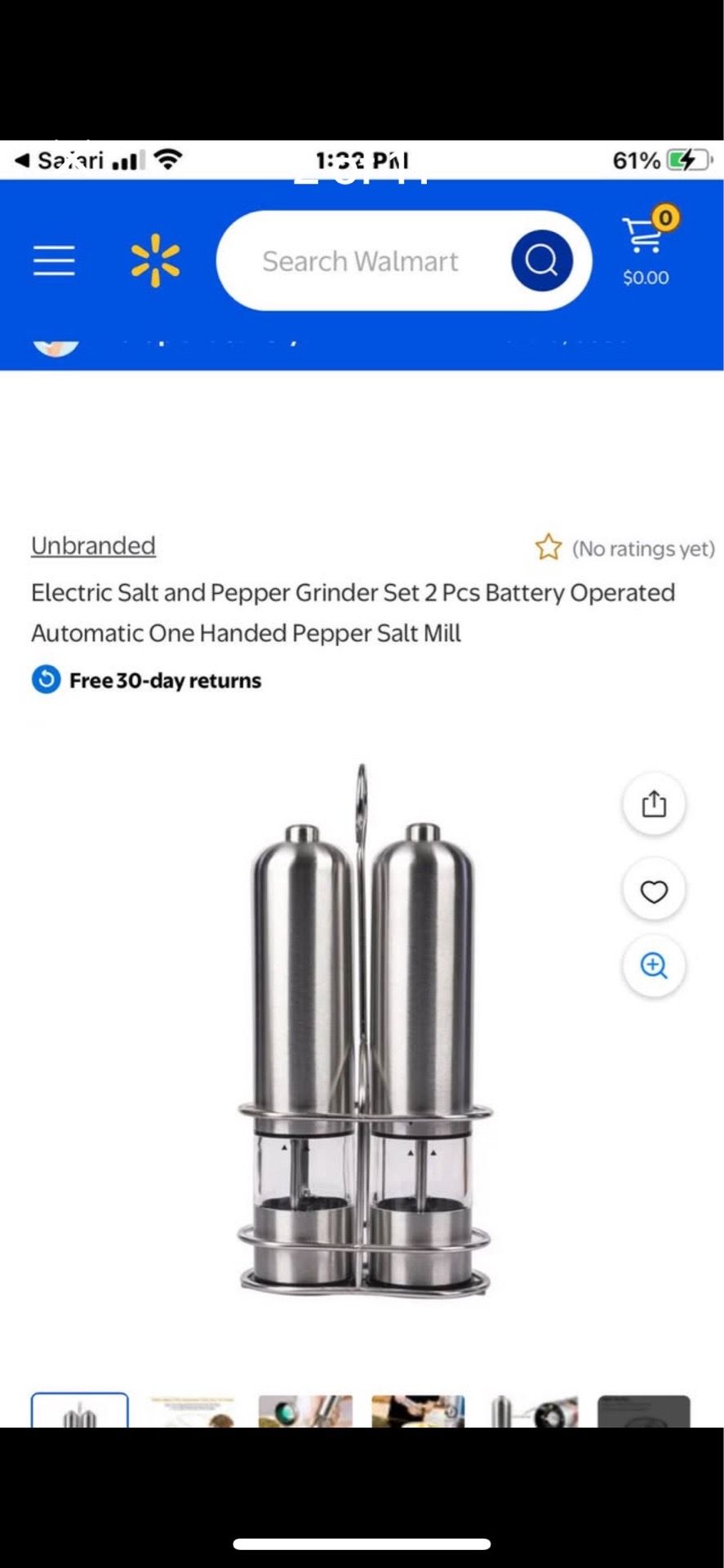 Stainless steel salt and pepper set