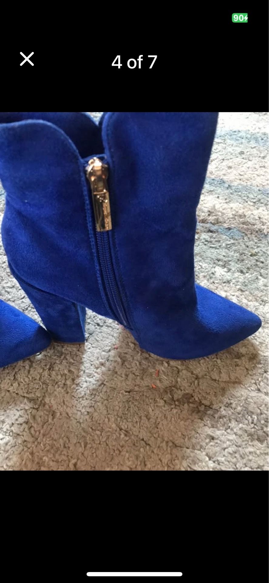 Women blue mid calf heel booties - photo 3