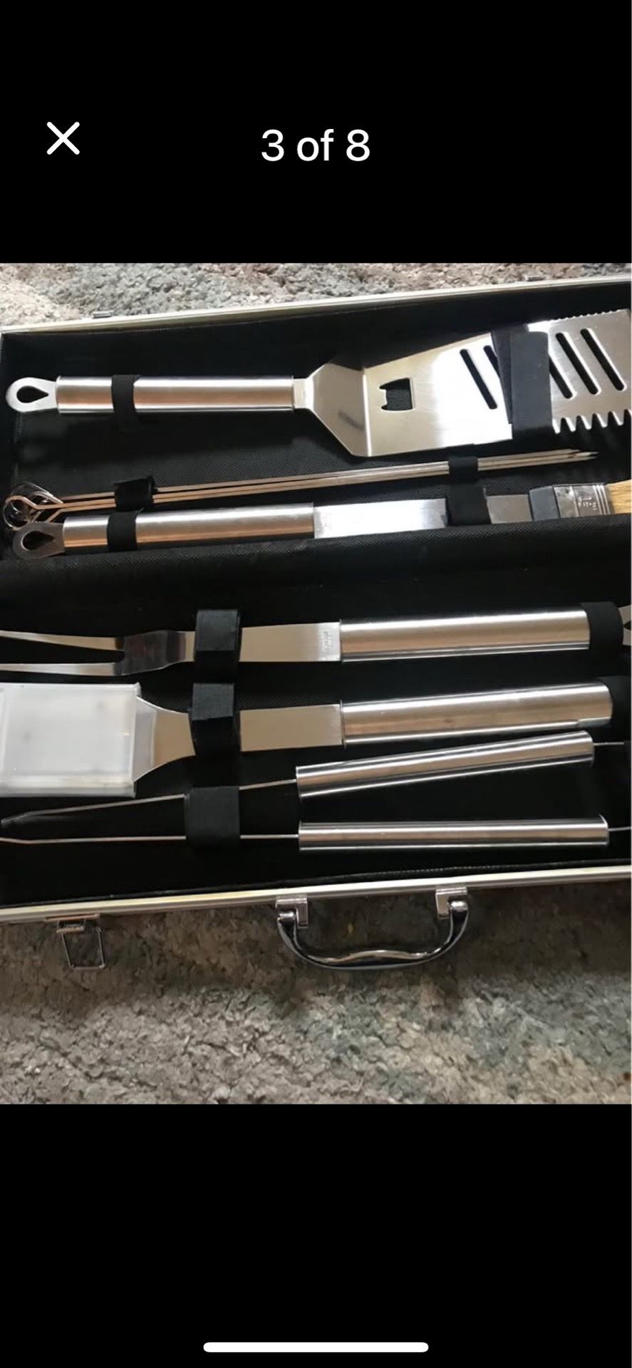 Deluxe Stainless Steel 10-Piece Grill Set w/ Aluminum Case - photo 2