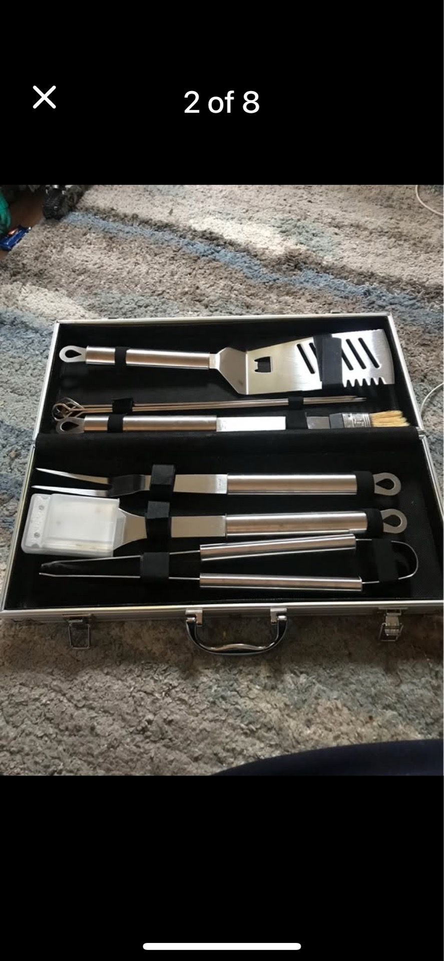 Deluxe Stainless Steel 10-Piece Grill Set w/ Aluminum Case - photo 4