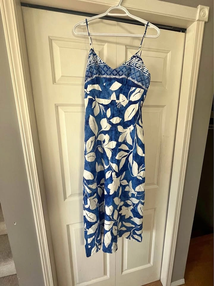 Blue and White Floral Maxi Dress