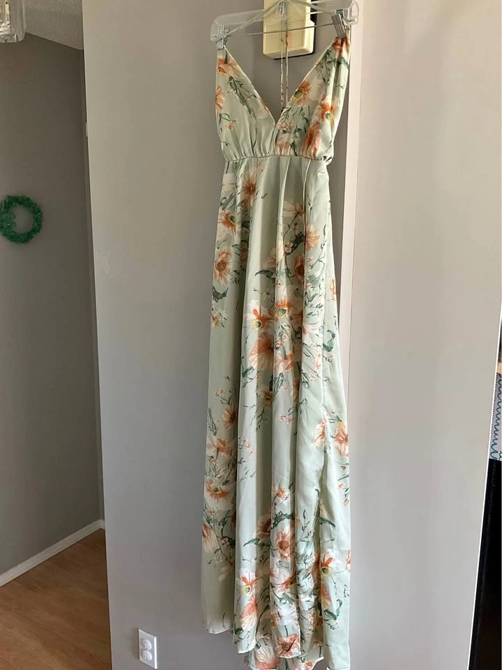 Floral Sage Green Maxi Dress