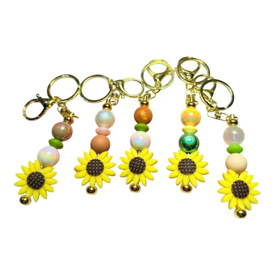 Sunflower Beaded Keychain - photo 2