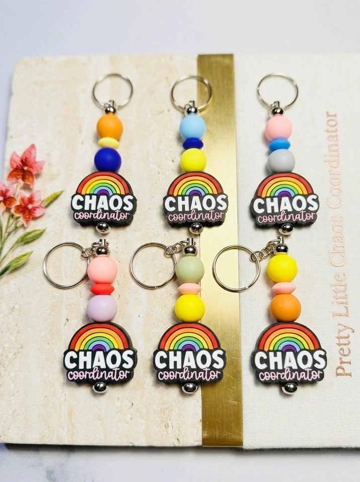 Chaos Coordinator & You got this Mama Beaded Keychain