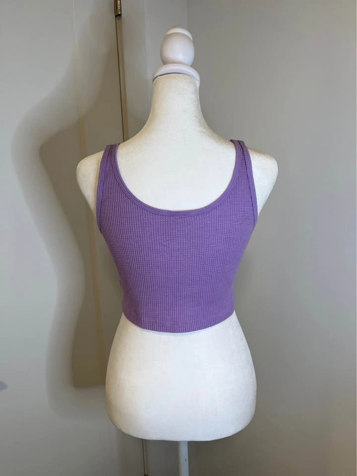 TNA Aritzia Lilac Ribbed V-Notch Crop Tank Top - Size S - photo 5