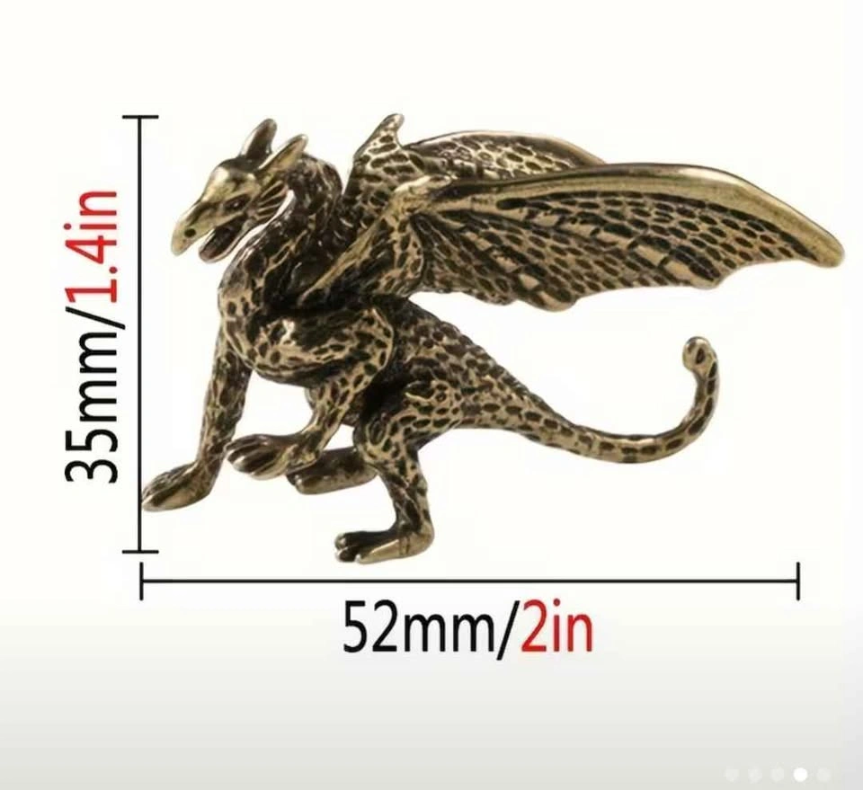 Winged Dragon Statue, Elegant Brass Desktop Decorative Figurine - photo 3