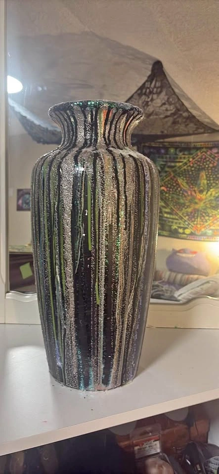 Hand painted glitter vase