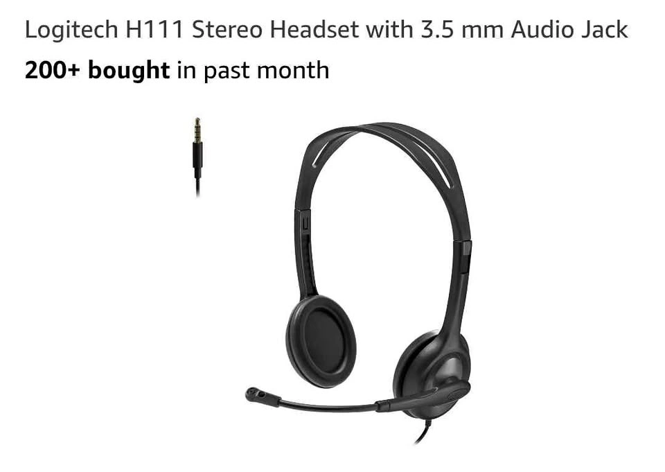 Logitech H111 Stereo Headset with Mic (3.5mm Jack)