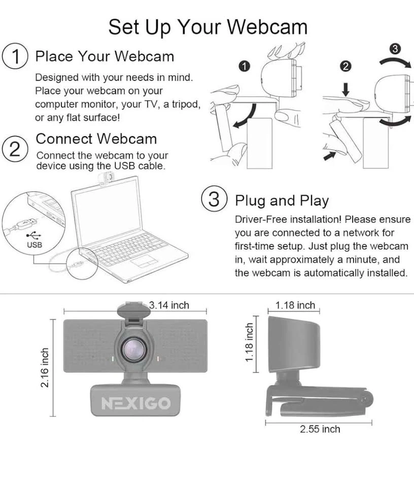 NexiGo N60 1080p Webcam with Microphone - photo 4