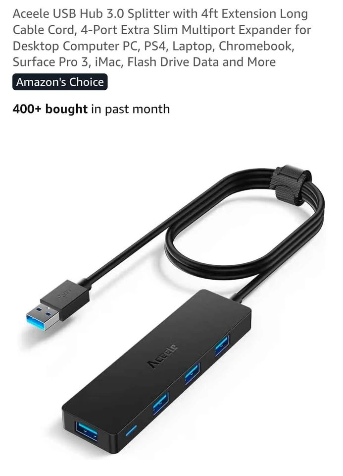 Aceele USB 3.0 4-Port Hub - photo 3